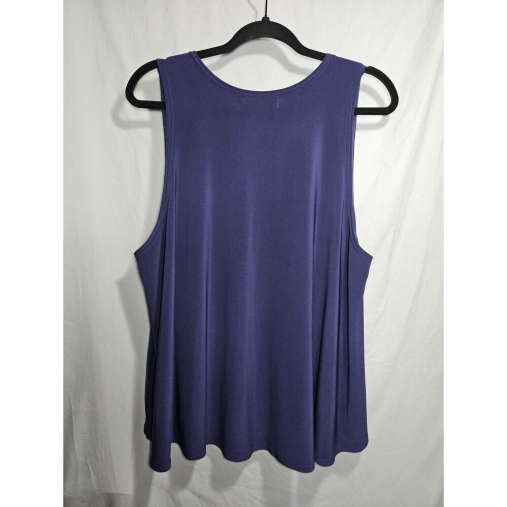 Sympli Asymmetrical Layered Tank Top 14 Purple Matte Jersey Travel Removable Pkt - Picture 2 of 6